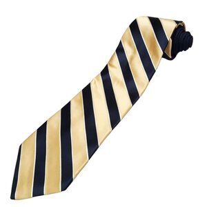 Vintage Tommy Hilfiger‎ Necktie Mens Classic Yellow Striped Crest Silk Tie